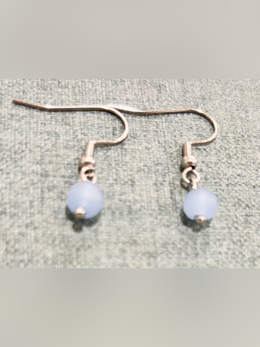 Hand Crafted Delicate Light Blue Bead Dangle Earrings